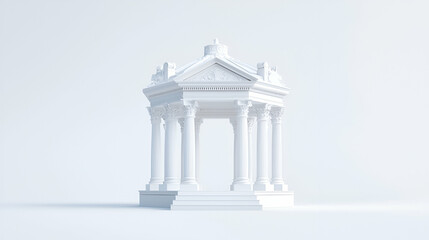 White Grecian gazebo, isolated, minimalist background, architectural design