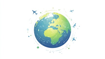 Global travel, Earth, planes, surrounding background