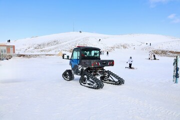 Obraz premium Snowy landscape vehicle. High quality photo