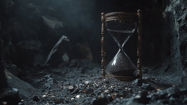 Hourglass: Capturing fleeting moments in the depths of time's passage. A symbol of mortality, persistence, and seizing the day amidst fleeting time.