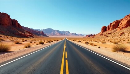 Desert road with cracked asphalt and dry plants, road, landscape