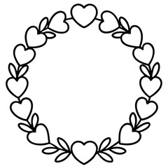 Minimalist Heart Wreath Line Art