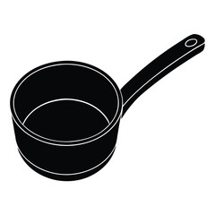 Minimalist Saucepan Vector | Black and White Cooking Pot 
