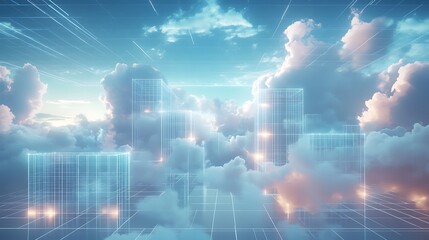 Obraz premium Futuristic Cloud Computing Concept