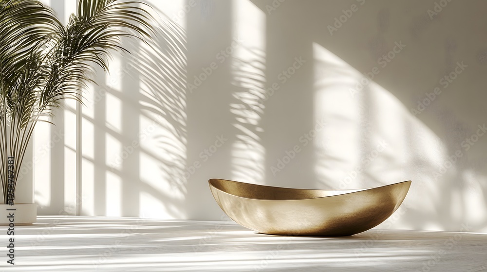 Poster a tranquil minimalist still life scene featuring a simple ceramic bowl resting on a white surface su