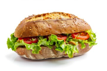 Fresh veggie sandwich on white background. Neural network AI generated