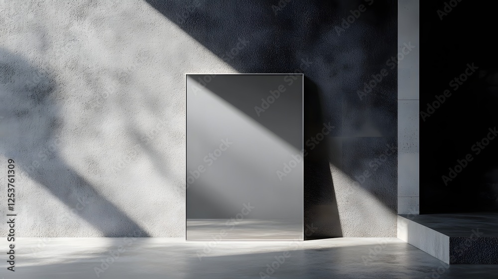 Leinwandbilder abstract minimalist concrete wall backdrop with dramatic geometric shadow patterns creating a sleek 