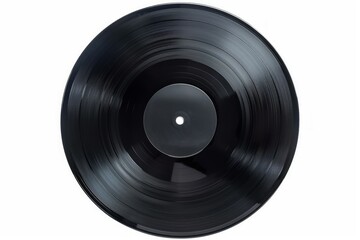 Obraz premium Black vinyl record on solid white background. Neural network AI generated