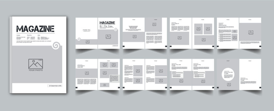 Natural Magazine Template layout cover page with 16 page design concept