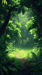 Obraz premium Explore Tranquil Forest Paths: Vibrant Greenery, Lush Trees, and Scenic Wilderness Adventures in Nature's Ecofriendly Ecosystem of Serene Light and Refreshing Folioage