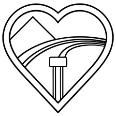 Outline Illustration Heart Signpost