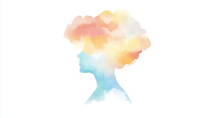 Abstract representation of mental health with colorful cloud-like thoughts on a white background