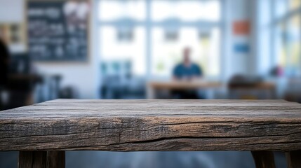 Empty wood table with blur class for background