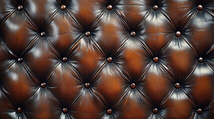 Fototapeta premium Brown leather tufted upholstery background for furniture design projects