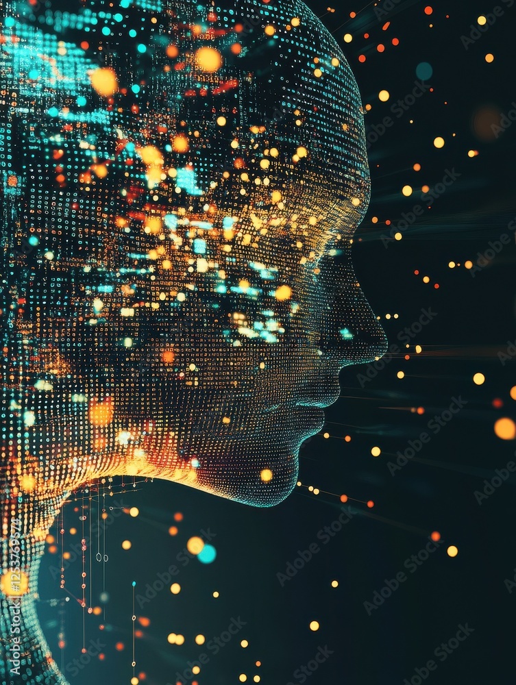 Poster abstract artificial intelligence element. abstract infographics visualization. big data code represe