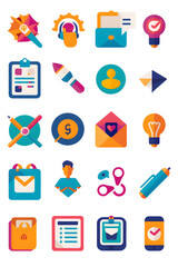 Colorful Minimalistic Quick Tips Icons for Health, Productivity, and Personal Finance