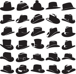 set of hats and set of hats vector collection of hats silhouette of vector
