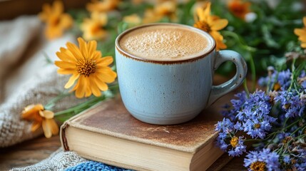 Cozy Autumn Morning: Coffee, Flowers, and a Book