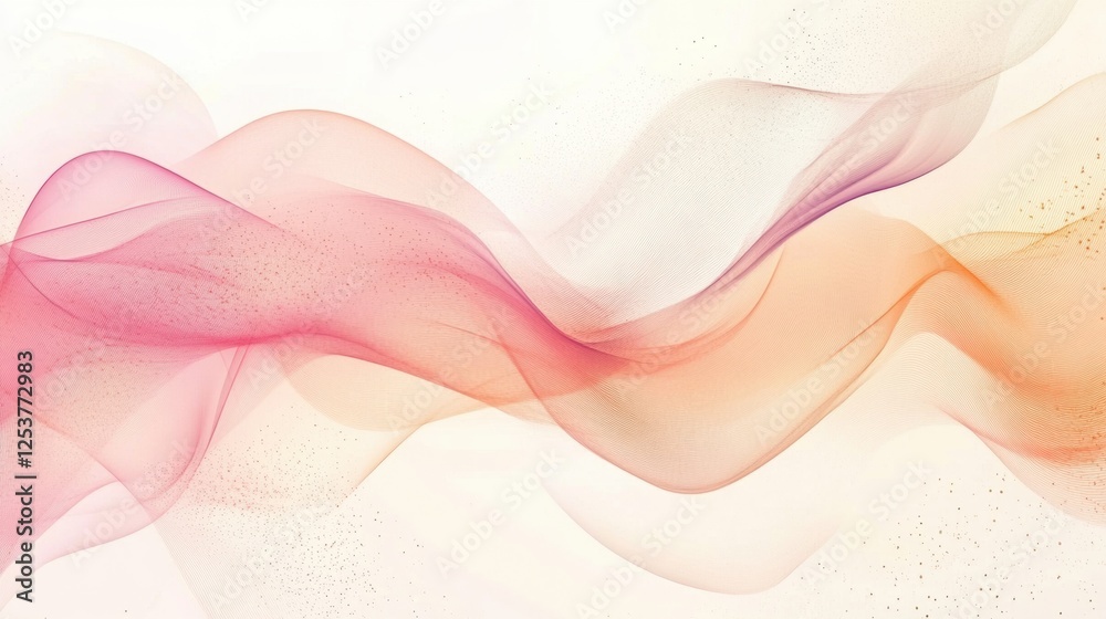 Aufkleber Flowing abstract lines evoke the gentle touch of spring breezes with pastel tones and spacious design for creativity. Generative AI