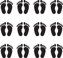 foot prints on white foot prints on white background set of black silhouettes 