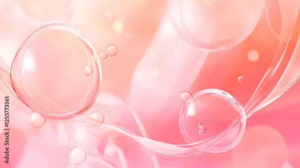 Fototapete captivating abstract image showcasing delicate iridescent bubbles reflecting soft dreamy pink and pe