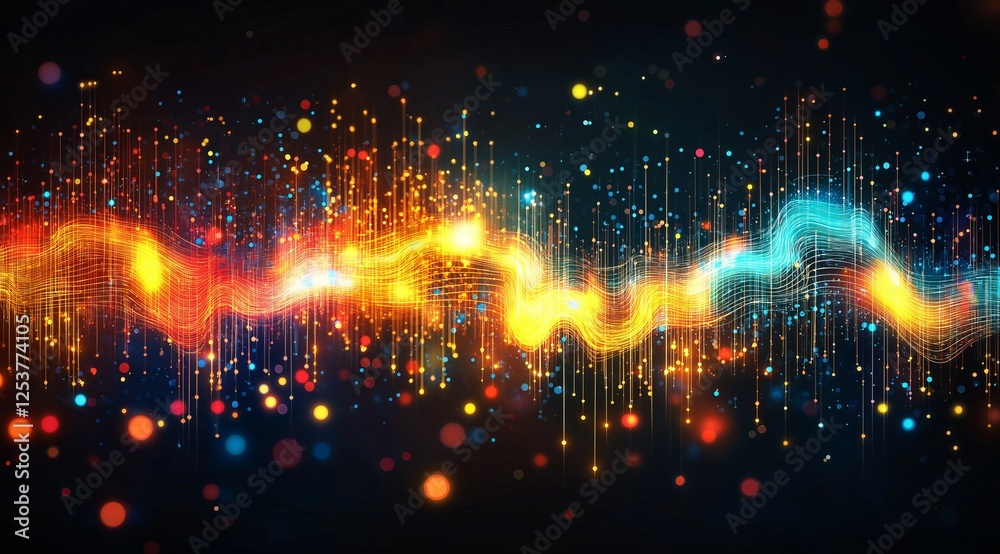 Poster a beauty futuristic abstract background in a high-tech style. shining lines and patterns resembling 