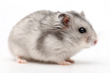 silver grey syrian hamster isolated on white background