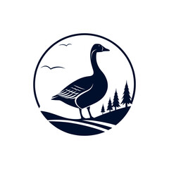 goose silhouette logo vector line art logo design