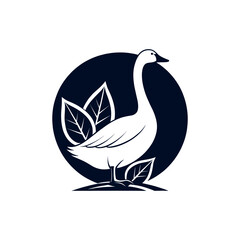 goose silhouette logo vector line art logo design