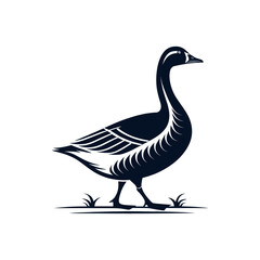 goose silhouette logo vector line art logo design