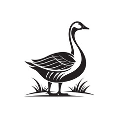 goose silhouette logo vector line art logo design