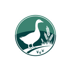 goose silhouette logo vector line art logo design