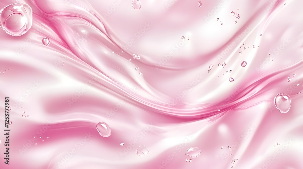 Aufkleber elegant and ethereal pink abstract fluid background with shimmering water drops flowing ripples and 