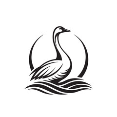 goose silhouette logo vector line art logo design