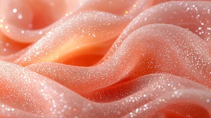 Glittering peach fabric folds, background texture for elegant design