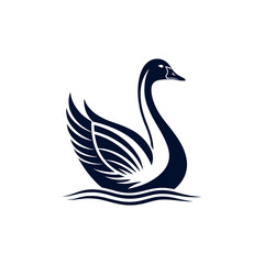 goose silhouette logo vector line art logo design