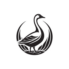 goose silhouette logo vector line art logo design