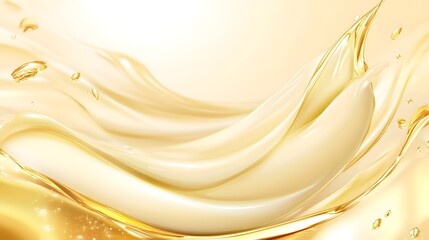 Elegant and Luxurious Fluid Metallic Golden Gradient Wave Patterns with Smooth Soothing Textures and Splashing Motion