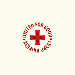 Obraz premium Global Solidarity: Hands United Under the Red Cross Banner for a Healthier Tomorrow