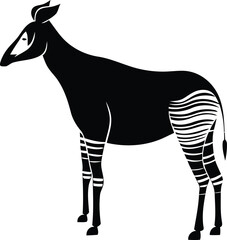 Okapi silhouette vector art, Okapi line art vector illustration, Okapi isolated vector icon design