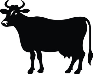 Cow clip art design on plain white transparent isolated background for card, shirt, hoodie, sweatshirt, apparel, card, tag, mug, icon, poster or badge