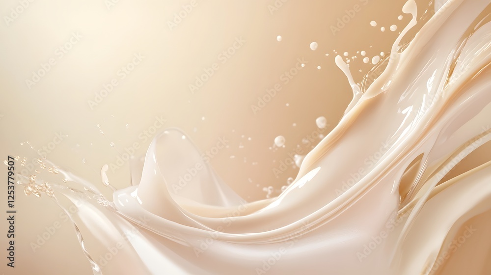 Leinwandbilder elegant flowing satin fabric in soft shimmering cream tones beautiful abstract background with whisp