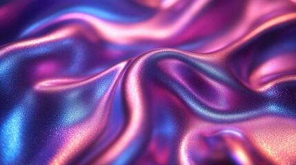 Fototapeta premium A close-up view of shimmering, colorful fabric showcasing fluid textures and vibrant hues.
