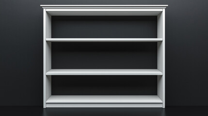 white bookshelf with multiple compartments on black  background , bookcase
