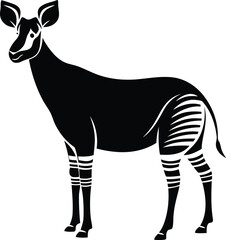 Okapi silhouette vector art, Okapi line art vector illustration, Okapi isolated vector icon design