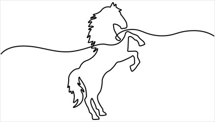 Horse continuous one line drawing. Vector illustration isolated. Minimalist design hand drawn