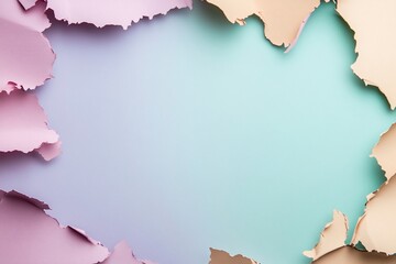 Pastel paper tear frame, blank space, background