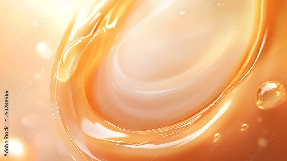 Poster Mesmerizing abstract background with swirling golden liquid flowing in dynamic elegant motion creating a captivating ethereal and visually striking composition with shimmering bubbles