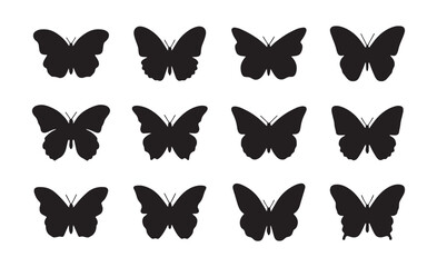 Elegant Butterfly Silhouettes for Design and Art Projects, Butterfly Silhouettes vector set .