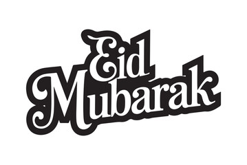 Eid Mubarak greeting text celebrating the joy of the muslim festival. Eid Mubarak calligraphic design. Vector illustration